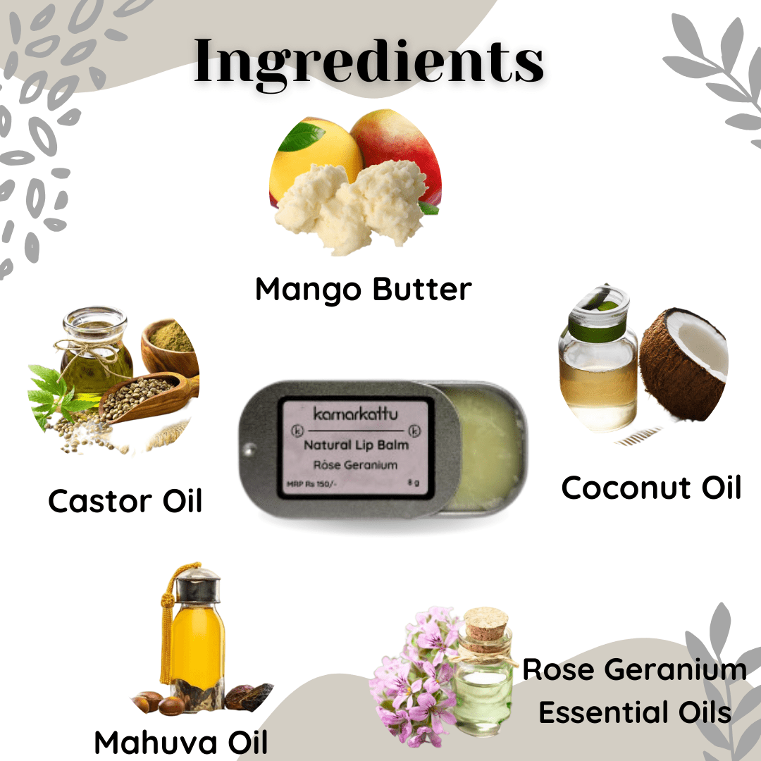 Natural Lip Balm - Rose Geranium : 10g | Verified Sustainable by Brown Living™
