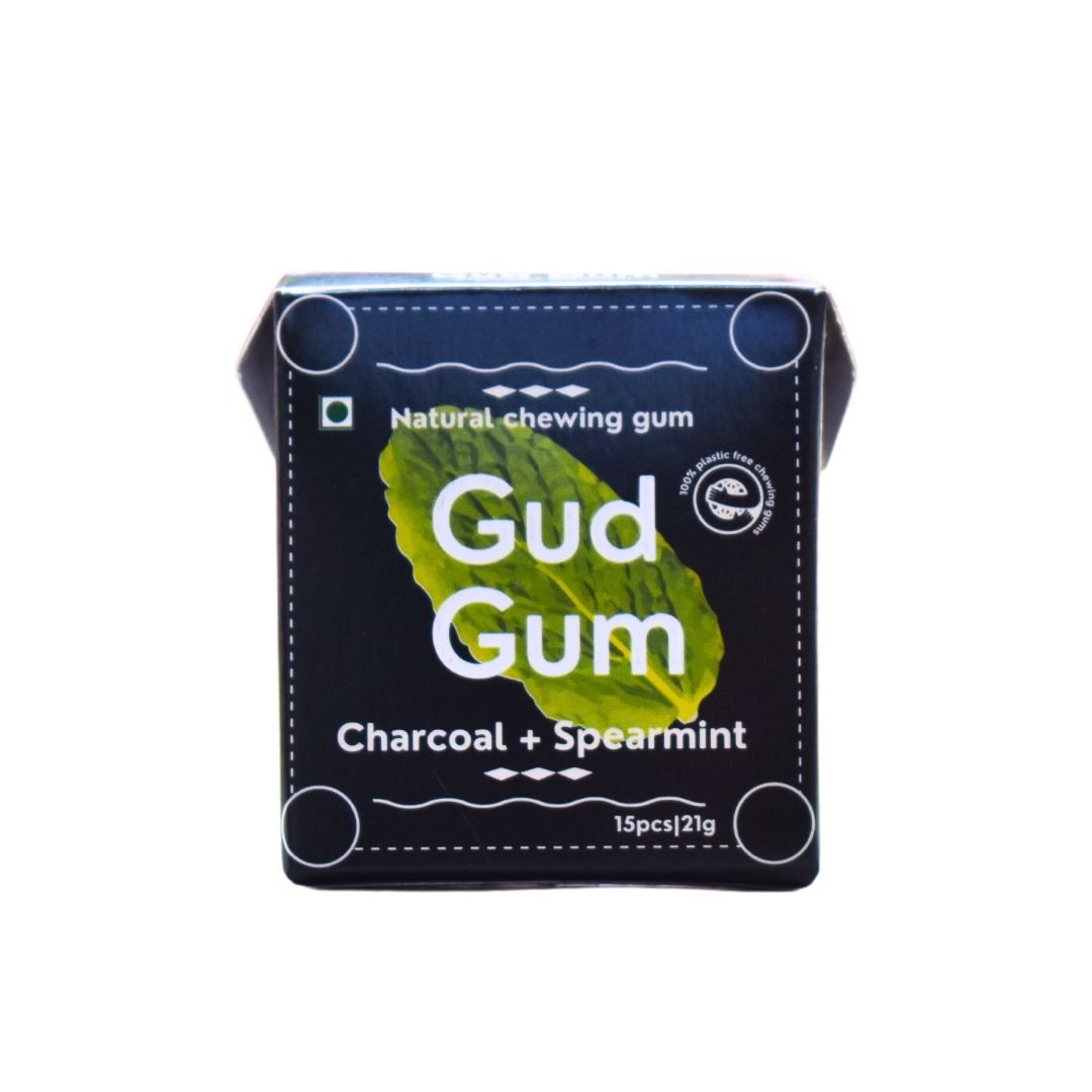 Natural Plastic Free Chewing Gum - Charcoal Mint | 21g x 3 | Pack of 3 (Each pack contains 15 gums) | Verified Sustainable by Brown Living™