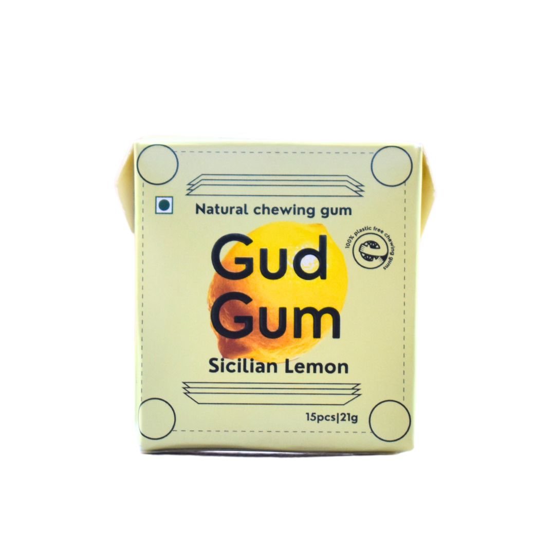 Natural Plastic Free Chewing Gum - Lemon | 21g x 3 | Pack of 3  (Each pack contains 15 chewing gums) | Verified Sustainable by Brown Living™