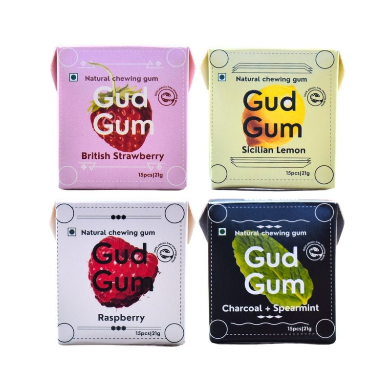 Natural Plastic Free Chewing Gum - Pack of 4 Flavors | Verified Sustainable by Brown Living™