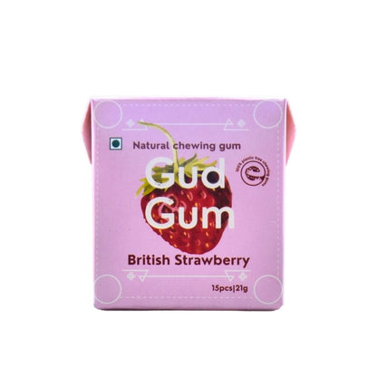 Natural Plastic Free Chewing Gum - Strawberry | 21g x 3 | Pack of 3 (Each pack contains 15 chewing gums) | Verified Sustainable by Brown Living™