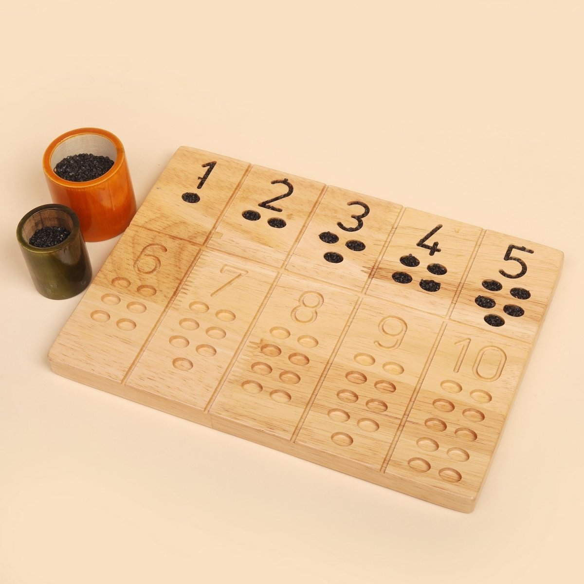 Natural Reversible Number Board – Montessori Toy – Learning & Educational Toys by Bombay Toy Company available on Brown Living™. . SKU: WNB01. Img 1.