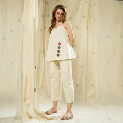 Natural White Khadi Sleeveless Co - ord Set | Verified Sustainable by Brown Living™