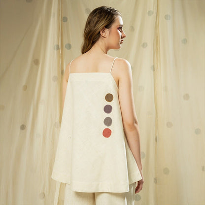 Natural White Khadi Sleeveless Co - ord Set | Verified Sustainable by Brown Living™