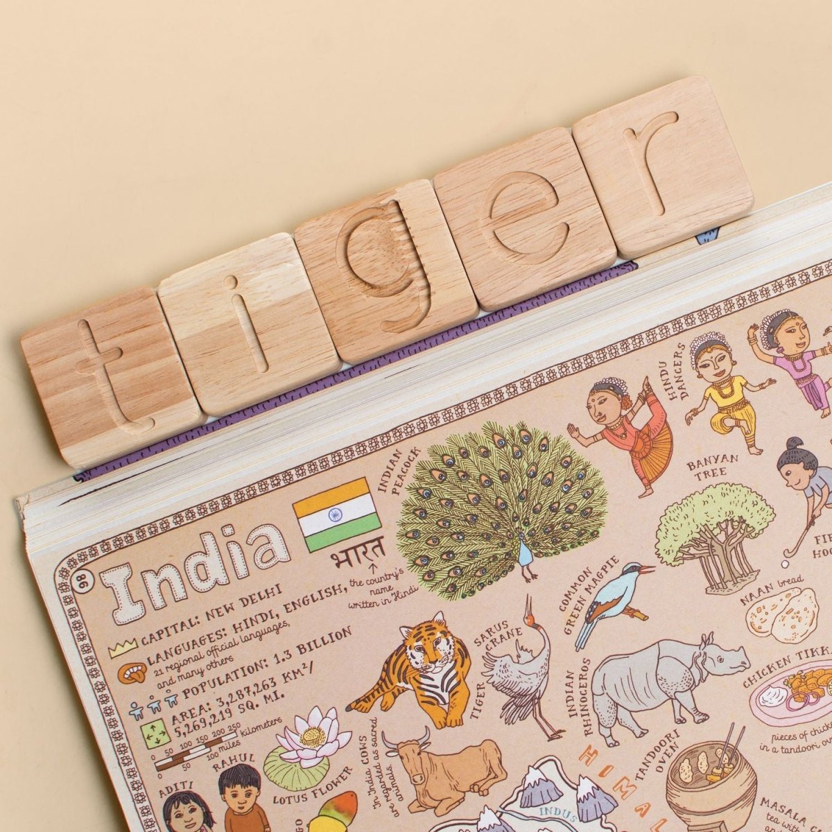 Natural Wooden Alphabets Toy – Letter Learning Set – Learning & Educational Toys by Bombay Toy Company available on Brown Living™. . SKU: WBS01. Img 2.