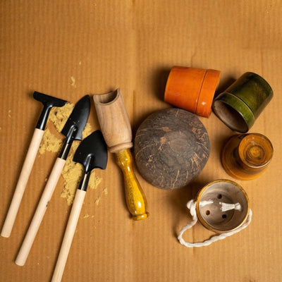 Natural Wooden Gardening Toy – Kids Roleplay Kit – Learning & Educational Toys on Brown Living™. SKU: WGT01. Img 3.