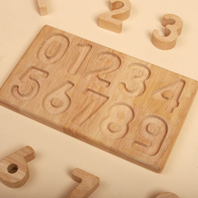 Natural Wooden Number Puzzle – Digits 0 to 9 Toy – Learning & Educational Toys on Brown Living™. SKU: WMNP01. Img 3.