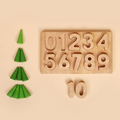 Natural Wooden Number Puzzle – Digits 0 to 9 Toy – Learning & Educational Toys on Brown Living™. SKU: WMNP01. Img 5.