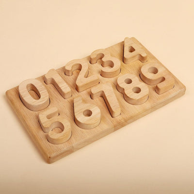 Natural Wooden Number Puzzle – Digits 0 to 9 Toy – Learning & Educational Toys on Brown Living™. SKU: WMNP01. Img 2.