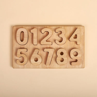 Natural Wooden Number Puzzle – Digits 0 to 9 Toy – Learning & Educational Toys on Brown Living™. SKU: WMNP01. Img 1.