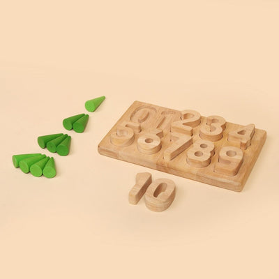 Natural Wooden Number Puzzle – Digits 0 to 9 Toy – Learning & Educational Toys on Brown Living™. SKU: WMNP01. Img 6.