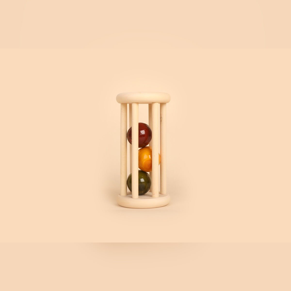 Natural Wooden Rolling Rattle – Organic Baby Toy | Verified Sustainable by Brown Living™