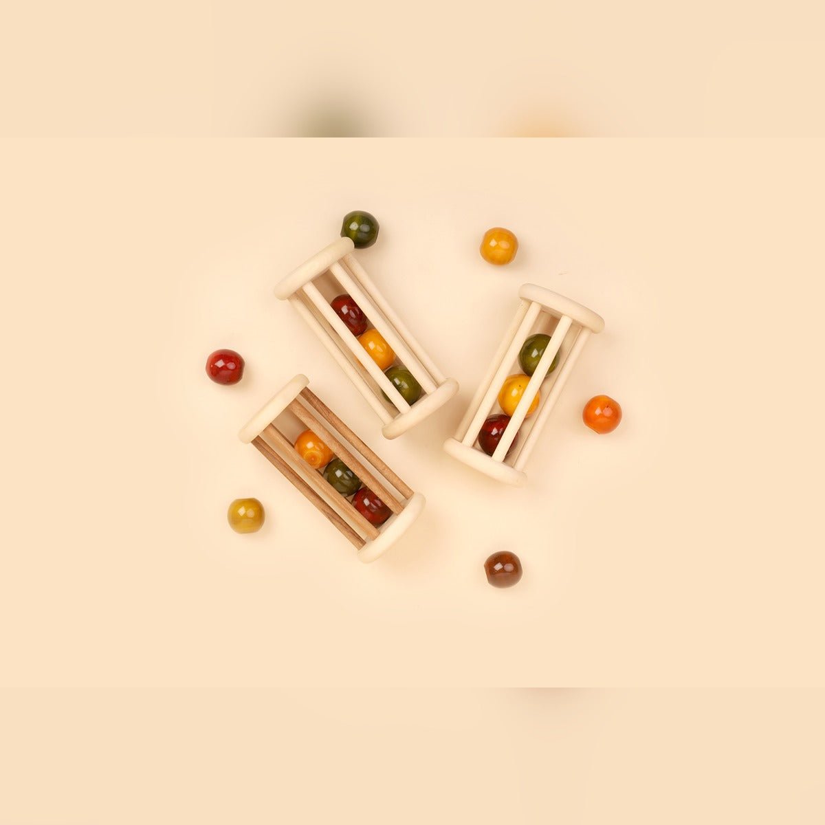 Natural Wooden Rolling Rattle – Organic Baby Toy | Verified Sustainable by Brown Living™