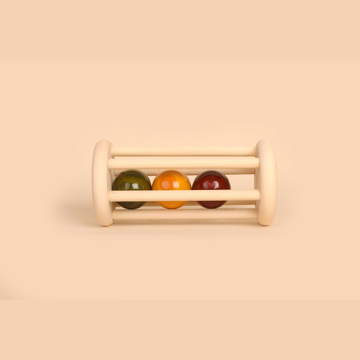 Natural Wooden Rolling Rattle – Organic Baby Toy | Verified Sustainable by Brown Living™
