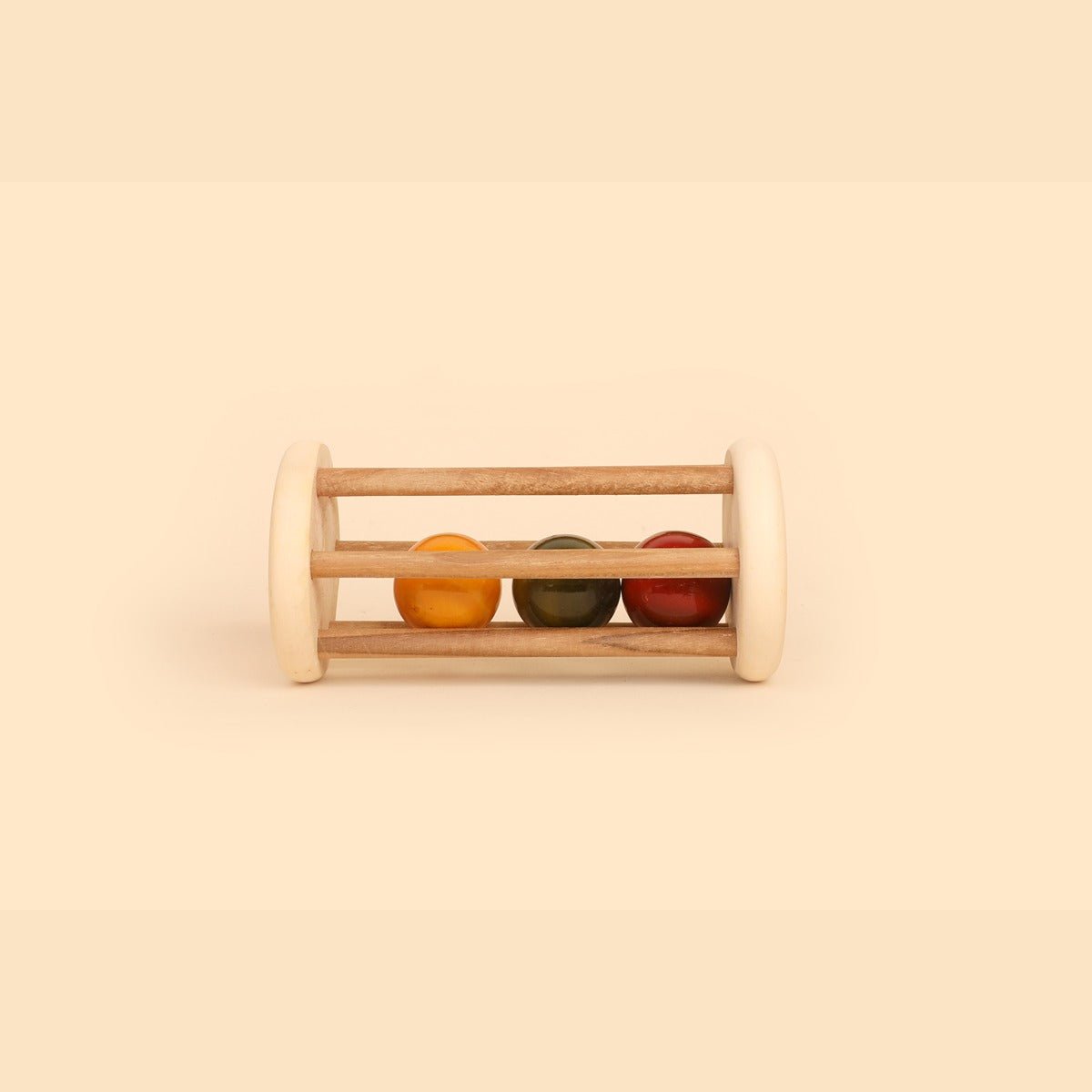 Natural Wooden Rolling Rattle – Organic Baby Toy | Verified Sustainable by Brown Living™
