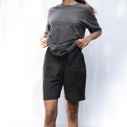 Naturally Dyed Black Organic Cotton Shorts | Verified Sustainable by Brown Living™