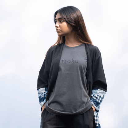 Naturally Dyed Organic Cotton Black Kimono | Verified Sustainable by Brown Living™