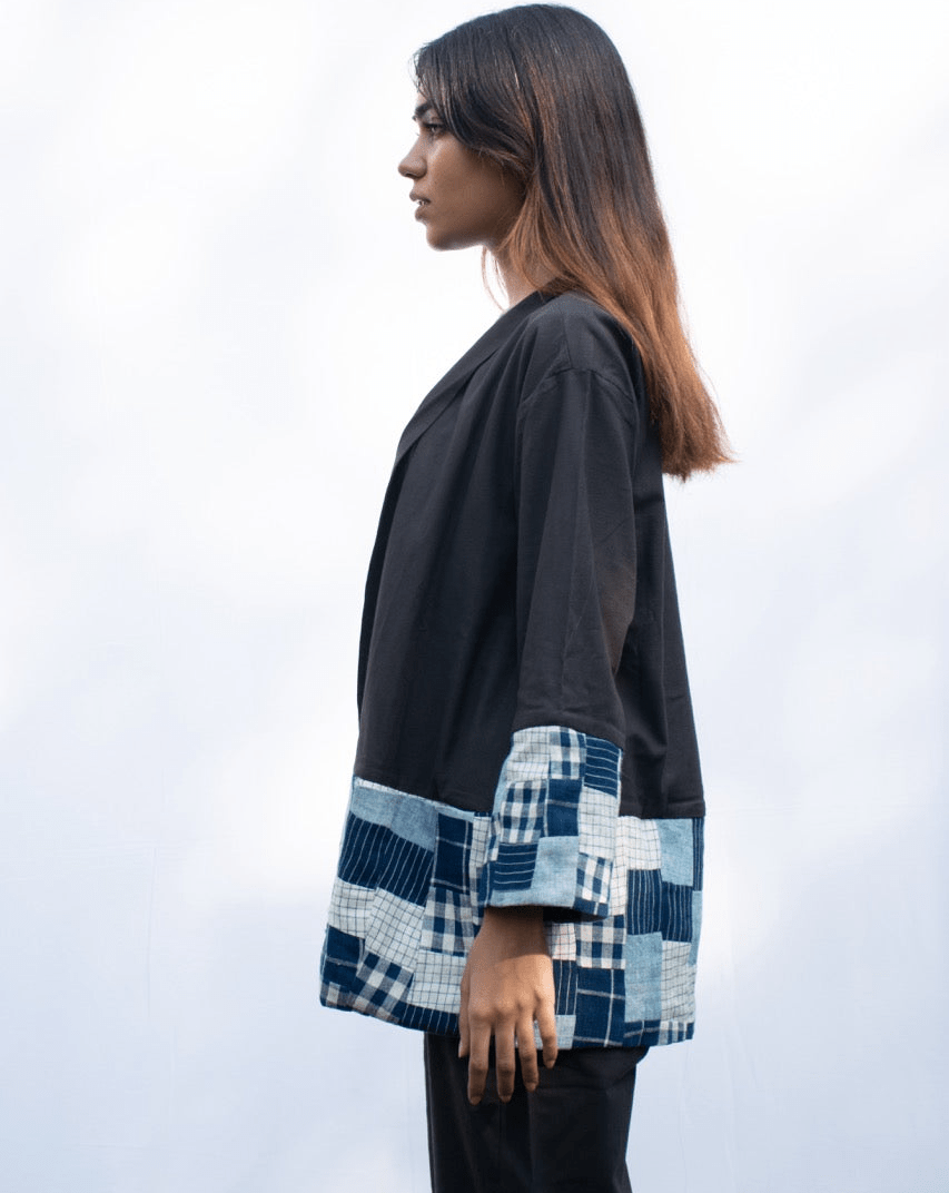 Naturally Dyed Organic Cotton Black Kimono | Verified Sustainable by Brown Living™