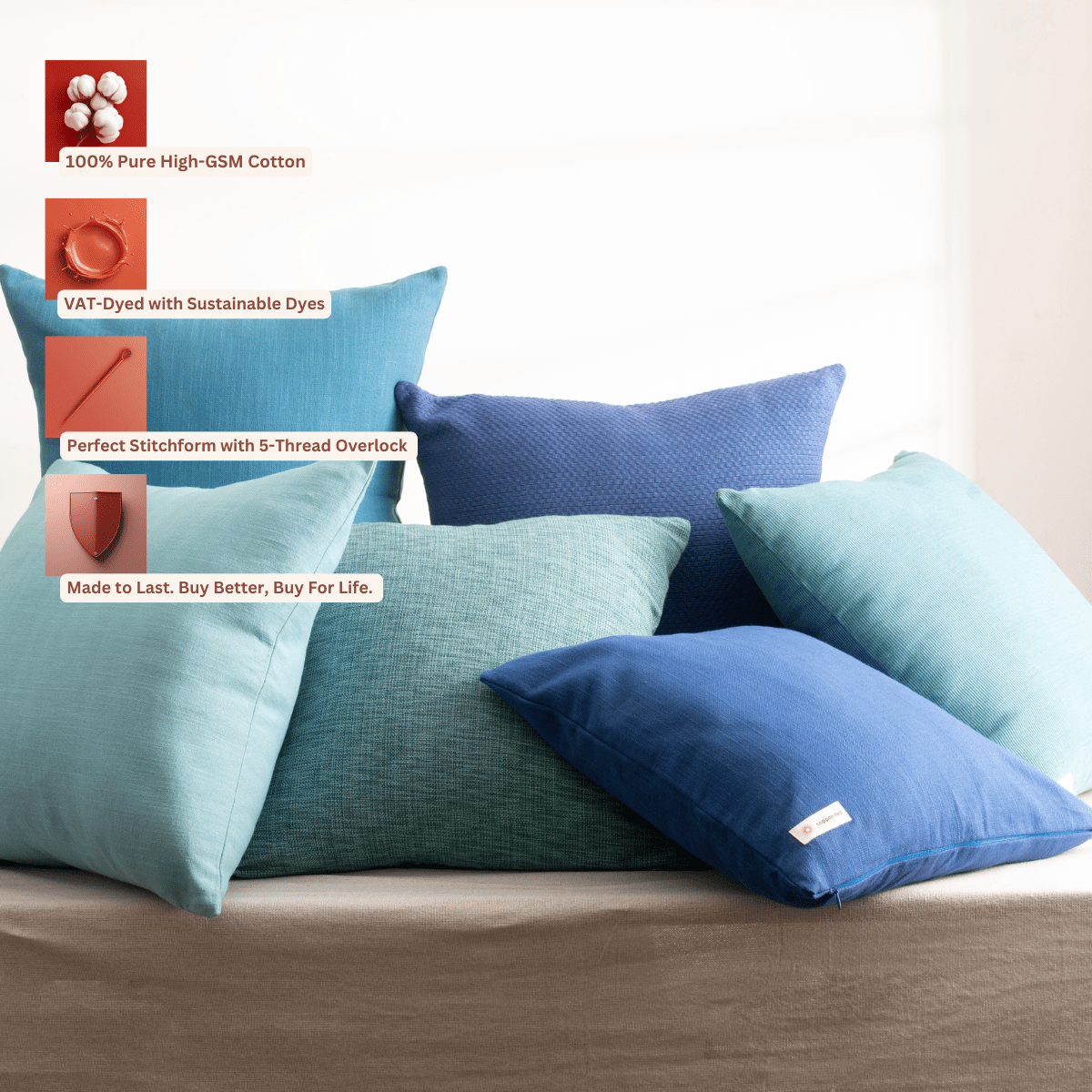 Navagio Midnight Blue Cotton Cushion Cover | Verified Sustainable by Brown Living™