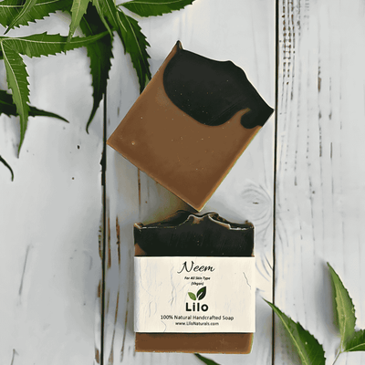Neem Bar Soap for All Skin Types with Neem Oil & Charcoal – Body Soap on Brown Living™. SKU: S10004. Img 1.