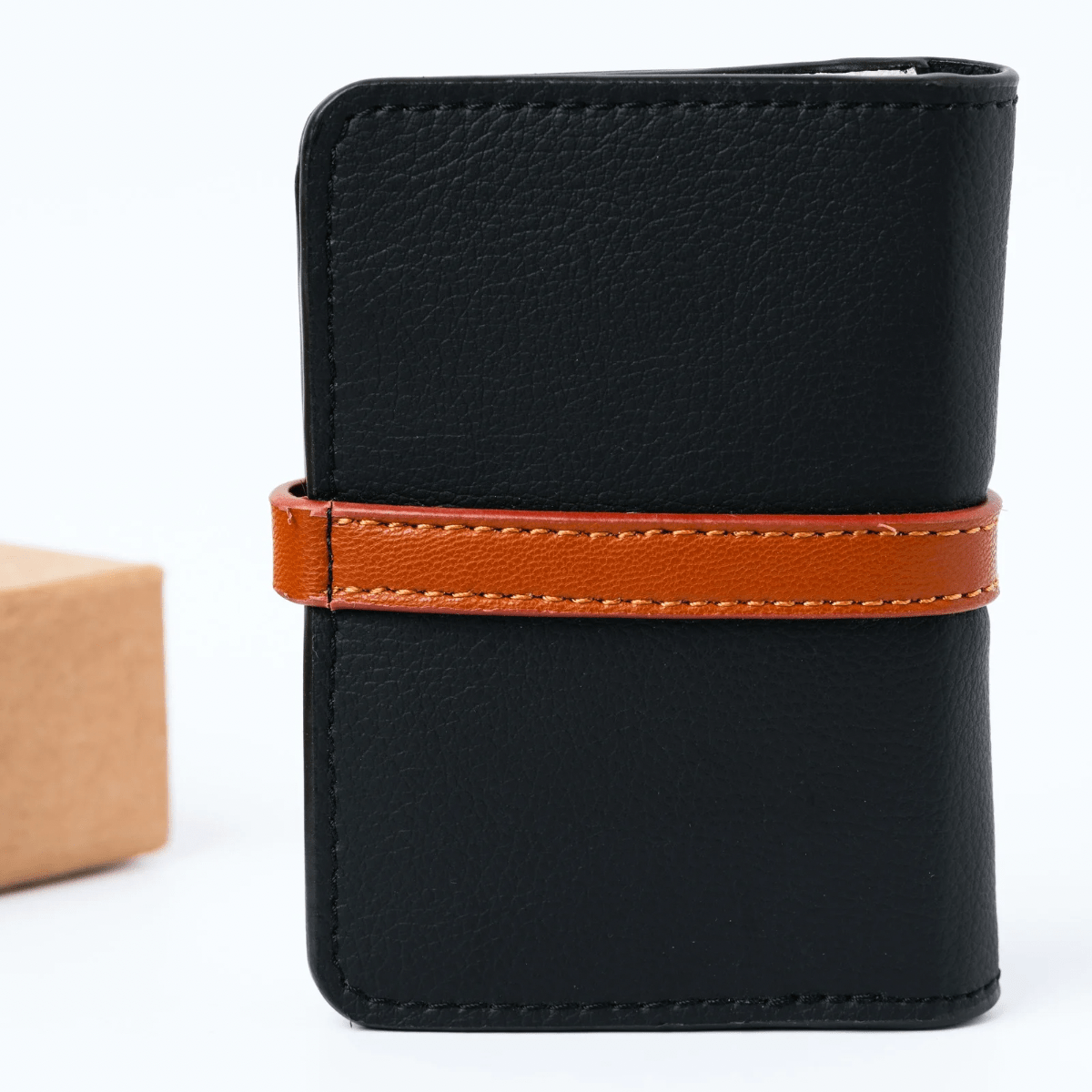 Neith - Cactus Leather Cardholder | Black & Gingerbread | Verified Sustainable by Brown Living™