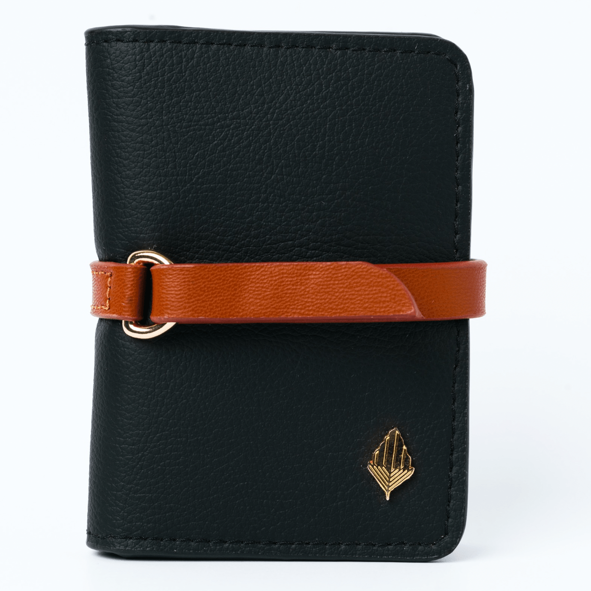 Neith - Cactus Leather Cardholder | Black & Gingerbread | Verified Sustainable by Brown Living™