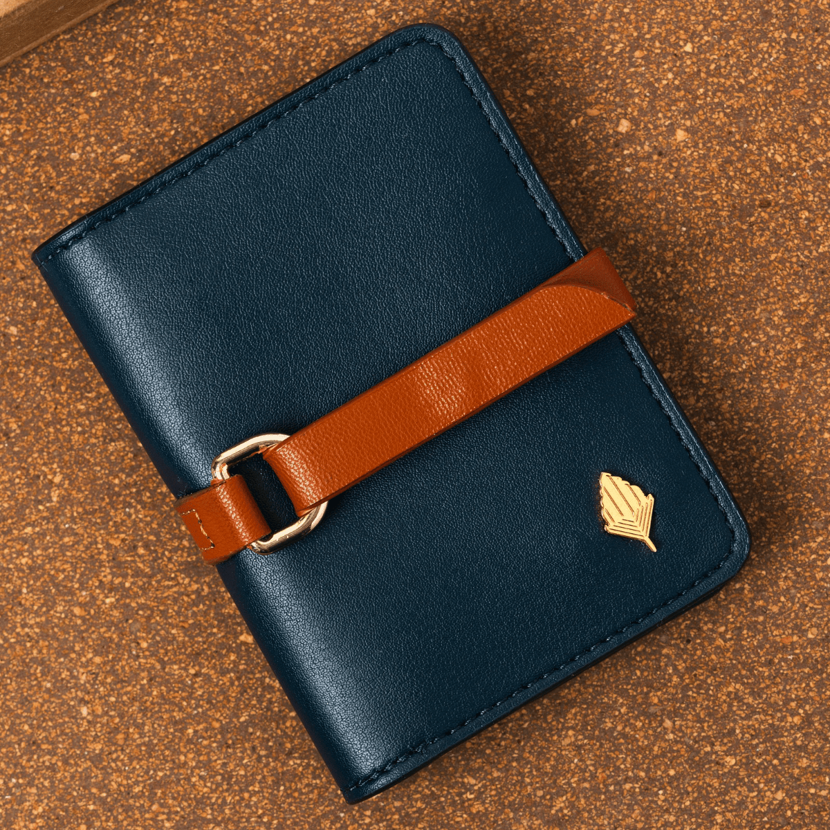 Neith - Cactus Leather Cardholder | Blue & Gingerbread | Verified Sustainable by Brown Living™
