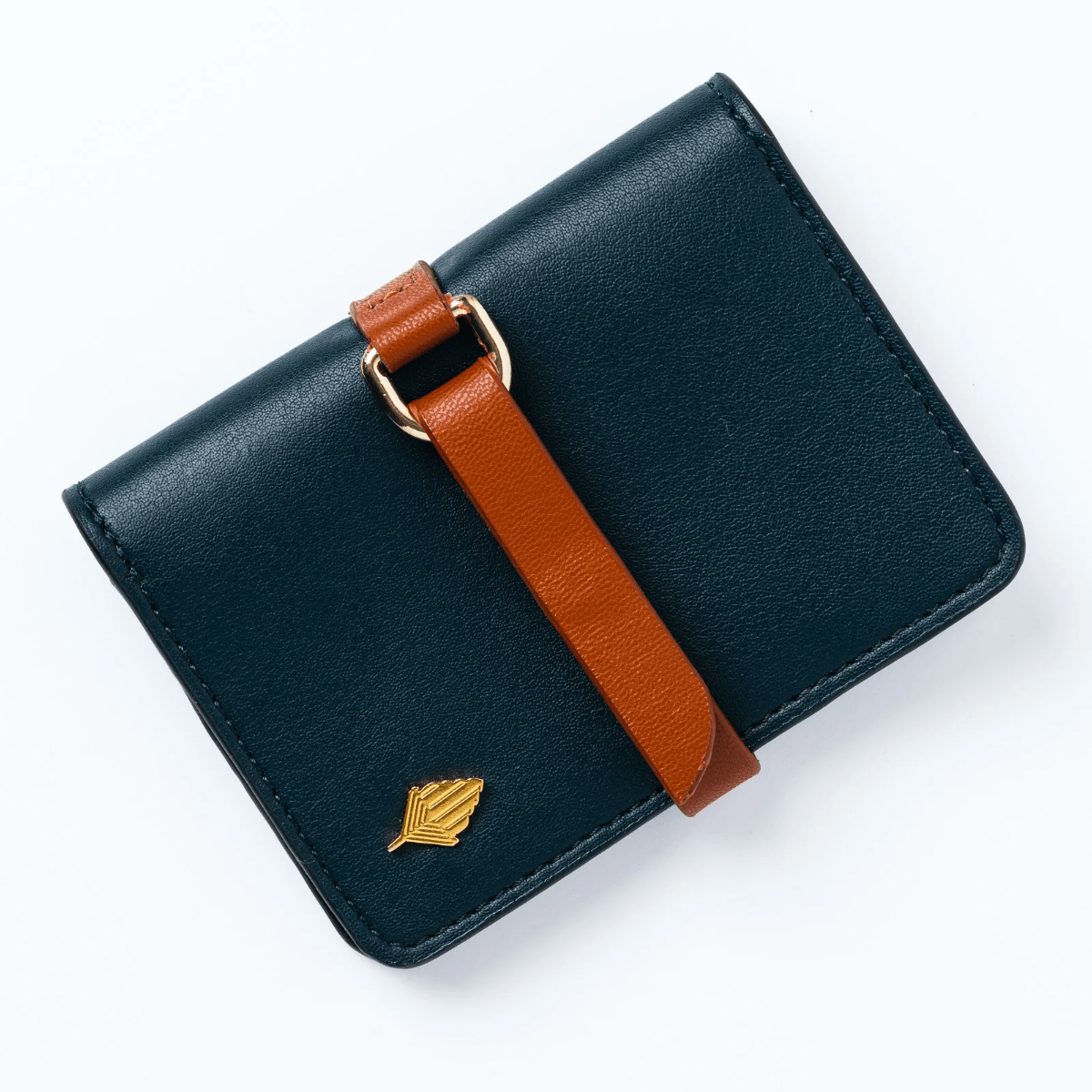 Neith - Cactus Leather Cardholder | Blue & Gingerbread | Verified Sustainable by Brown Living™