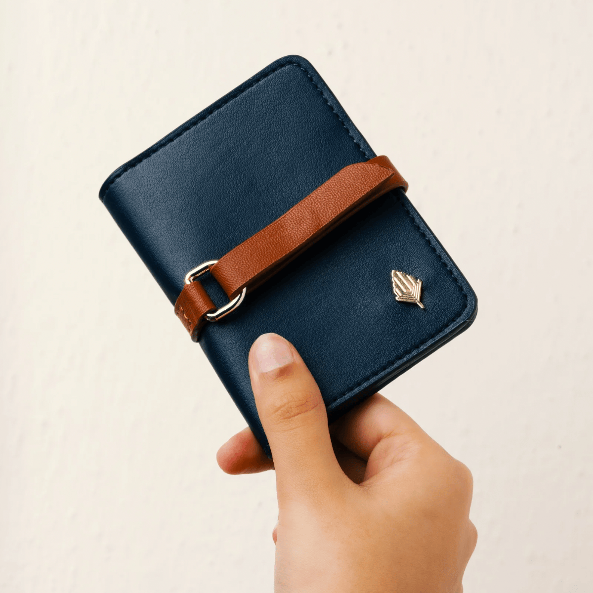 Neith - Cactus Leather Cardholder | Blue & Gingerbread | Verified Sustainable by Brown Living™