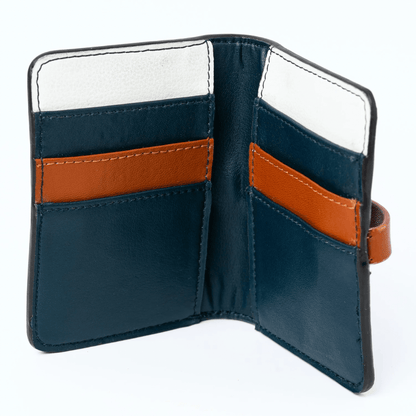 Neith - Cactus Leather Cardholder | Blue & Gingerbread | Verified Sustainable by Brown Living™