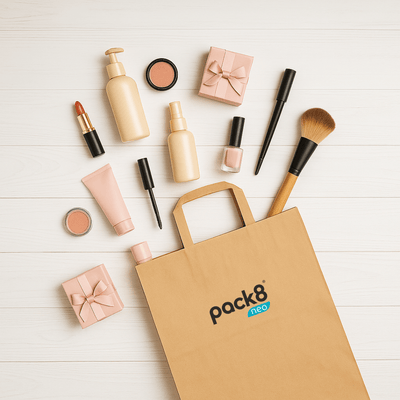 Neo Large Brown Paper Carrier Bags with Flat Handles – Gift Bags on Brown Living™. SKU: PHDL - BRP50. Img 5.