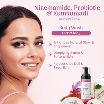 Niacinamide Probiotic Kumkumadi Foaming Body Wash | Verified Sustainable by Brown Living™