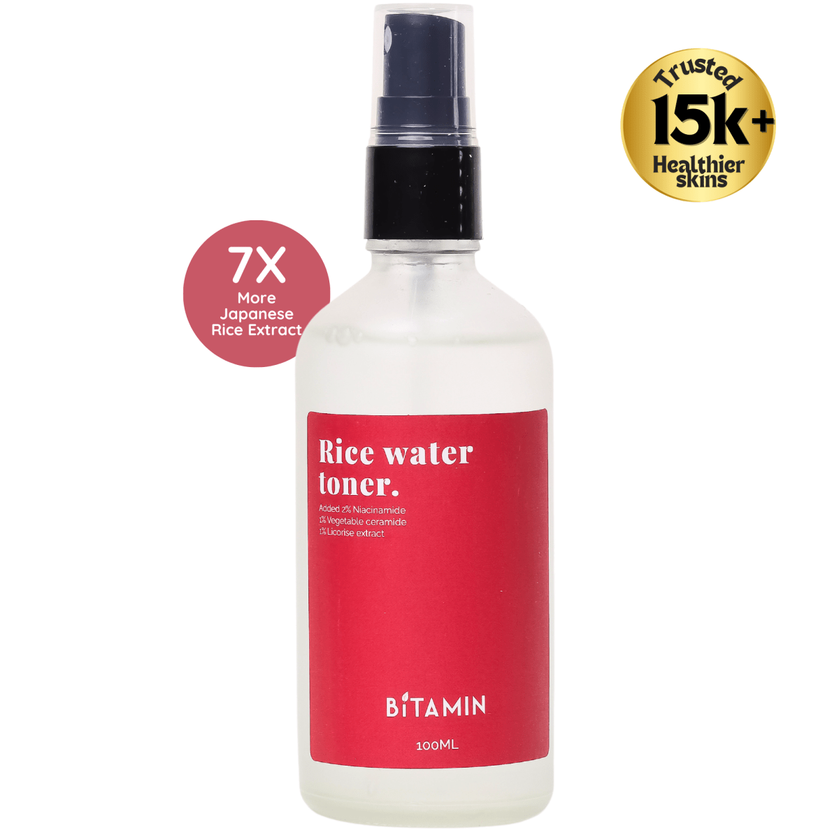 Niacinamide & Rice Water Toner with Ceramides & Licorice Extract | 25% Rice Extract | 100ml | Verified Sustainable by Brown Living™