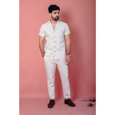 Niamh Khadi Shirt - Shawl Collar, Slim Fit – Mens Shirt on Brown Living™. SKU: DL0146XS. Img 1.