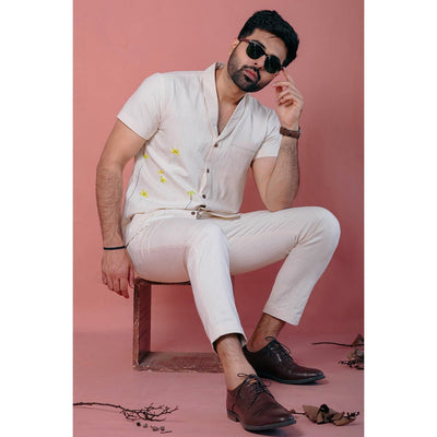 Niamh Khadi Shirt - Shawl Collar, Slim Fit – Mens Shirt on Brown Living™. SKU: DL0146XS. Img 3.