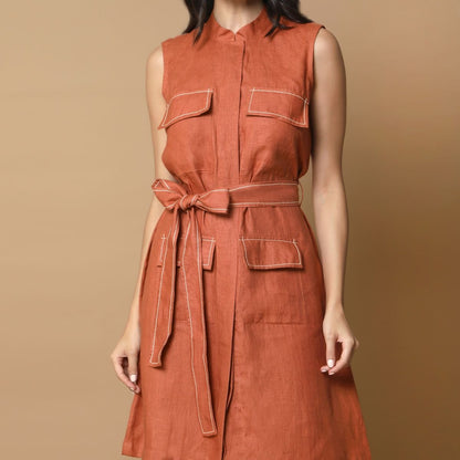 Nova | Hemp Dress | Rust | Verified Sustainable by Brown Living™