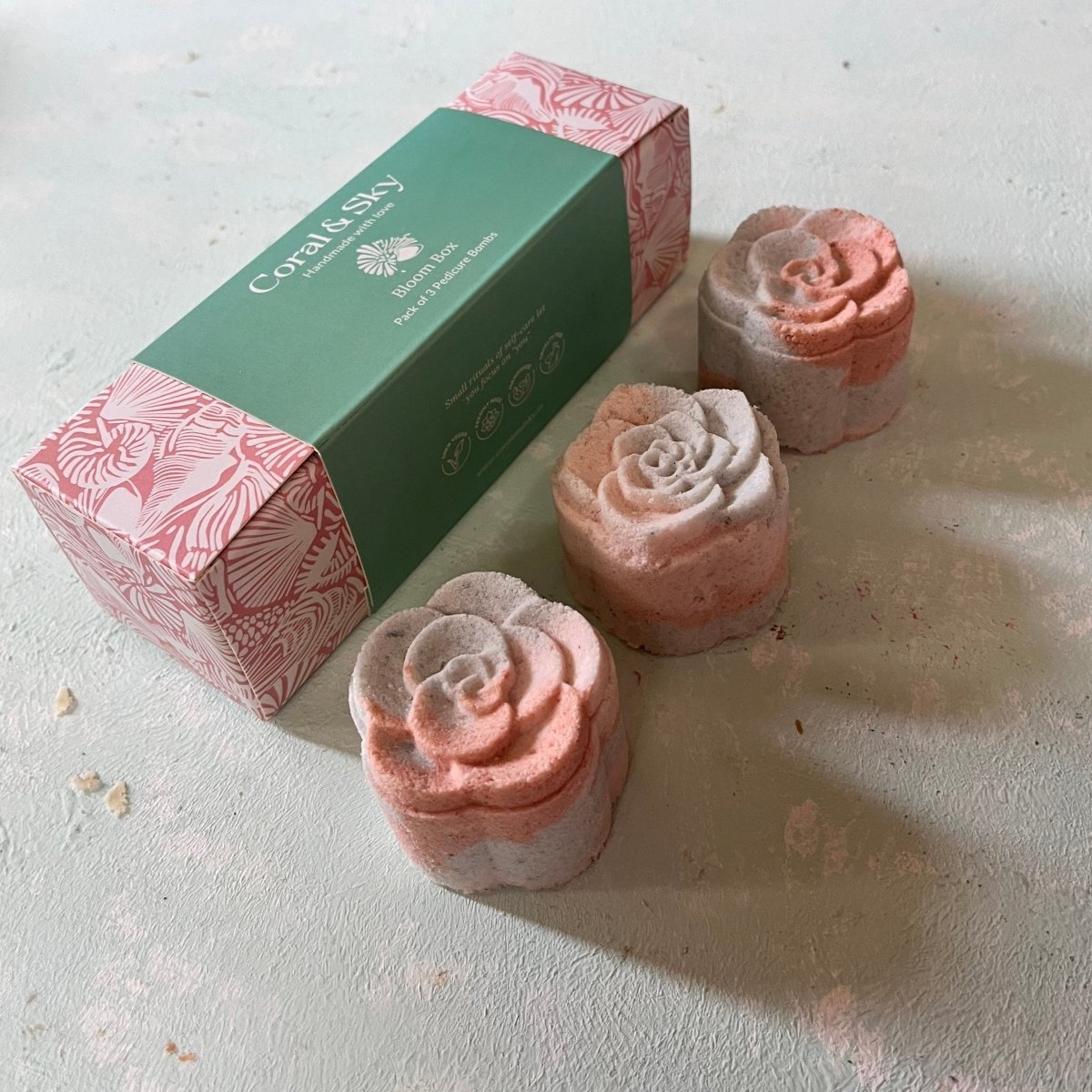 Ocean Bloom Pedicure Bomb Set of 3 – A Refreshing Floral Spa for Your Feet made with clays in aqua peony blend | Verified Sustainable by Brown Living™