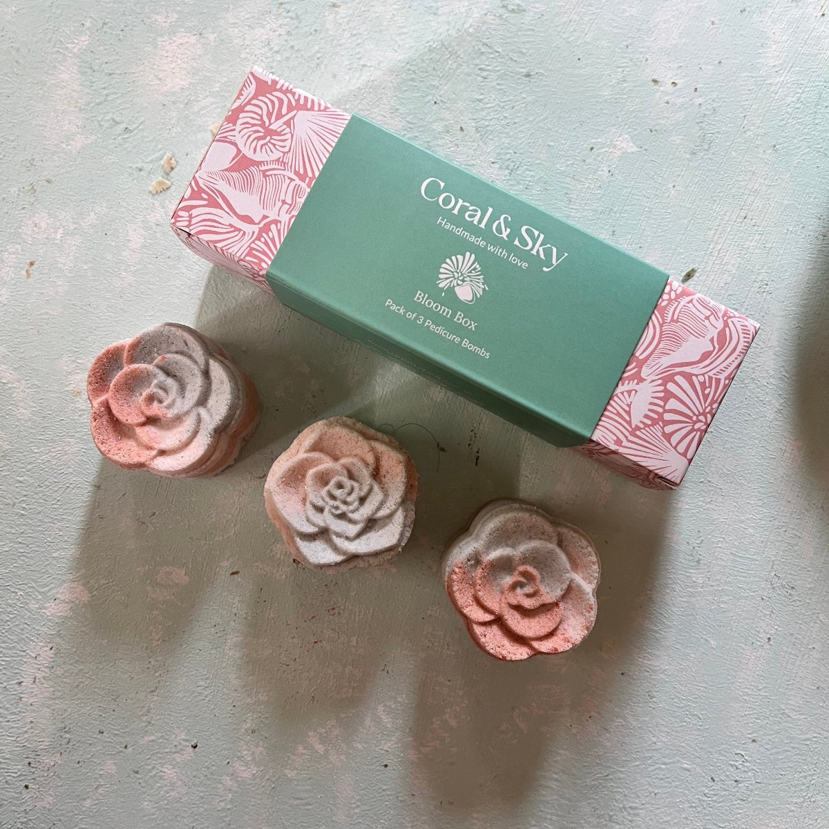 Ocean Bloom Pedicure Bomb Set of 3 – A Refreshing Floral Spa for Your Feet made with clays in aqua peony blend | Verified Sustainable by Brown Living™