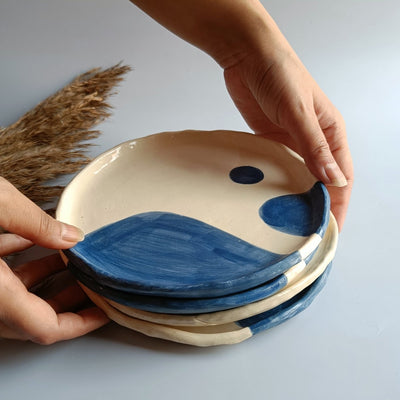 Ocean Flow Quarter Plate - Studio Pottery – Trays & Platters on Brown Living™. SKU: CP1_N. Img 3.