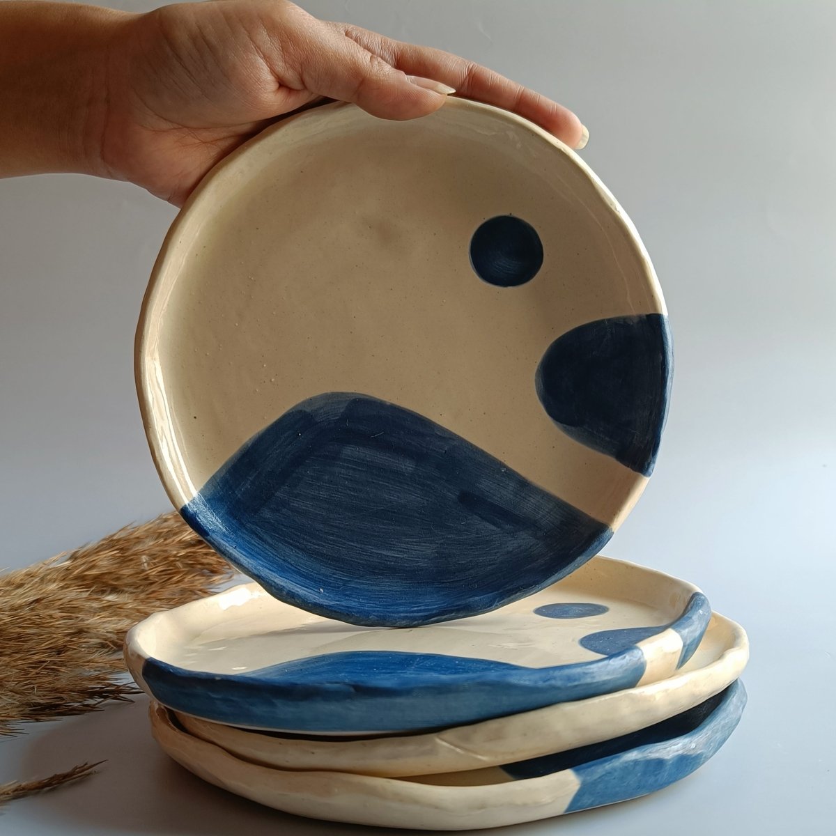 Ocean Flow Quarter Plate - Studio Pottery | Verified Sustainable by Brown Living™