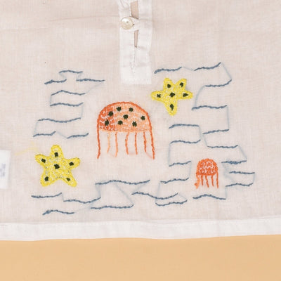 Ocean Friends Baby Jabla (Turtle and Sea Creatures) - Pure Mulmul Baby Jabla Set of 2 – Kids Shirts on Brown Living™. SKU: STRMULFOJAB09 - S. Img 31.