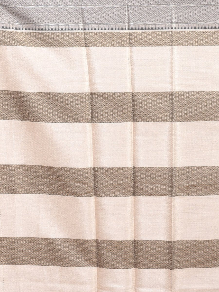 Off - White Banaras Cotton Saree | Verified Sustainable by Brown Living™