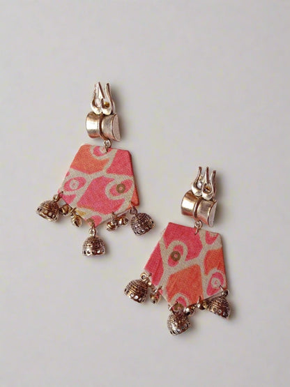 Orange Floral Trishul Drops for Cultural Charm – Womens earrings by The serene by Rainvas available on Brown Living™. . SKU: RVS - SER - EAR - 123. Img 6.