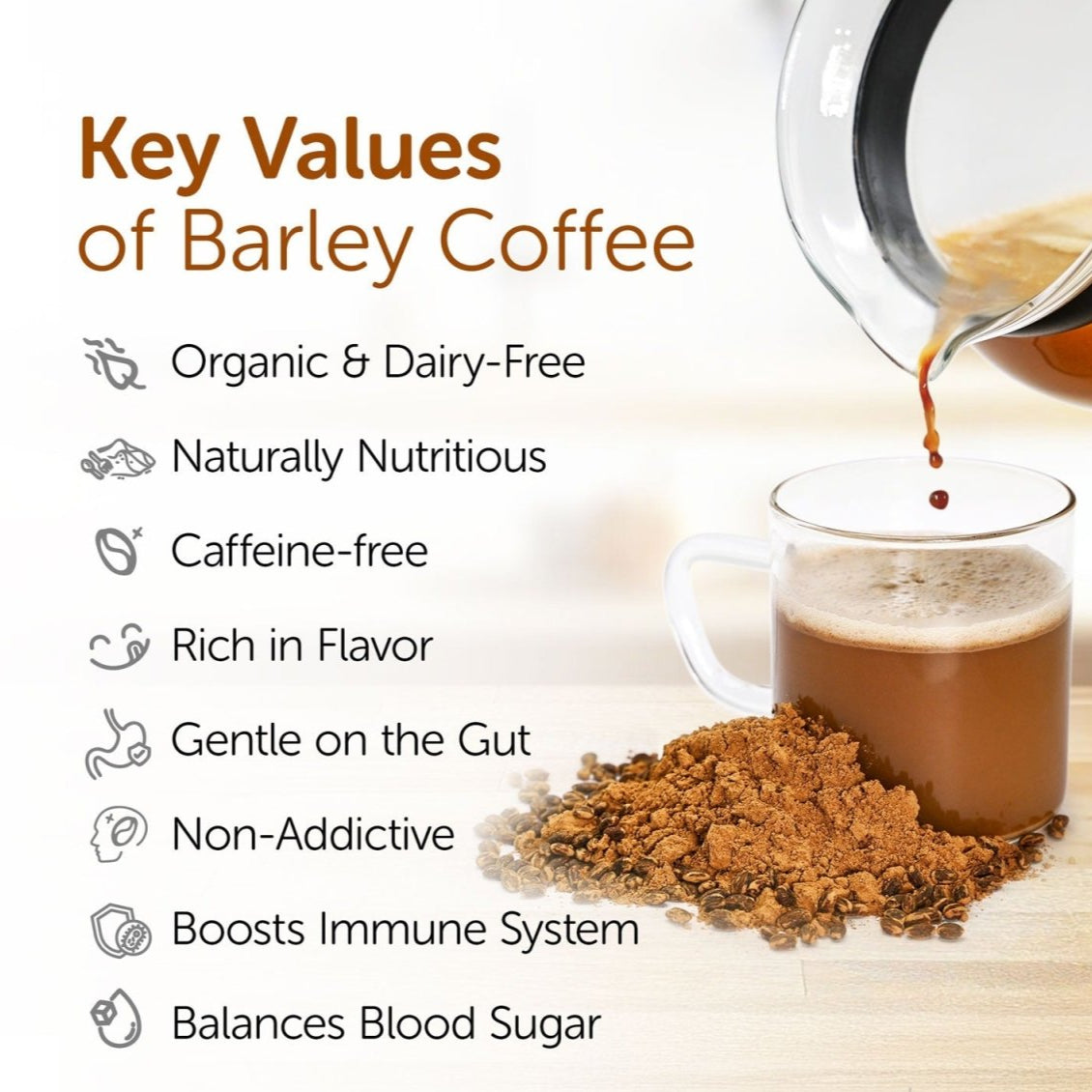 Organic Barley Coffee 100g - Caffeine - Free Coffee Substitute | Verified Sustainable by Brown Living™