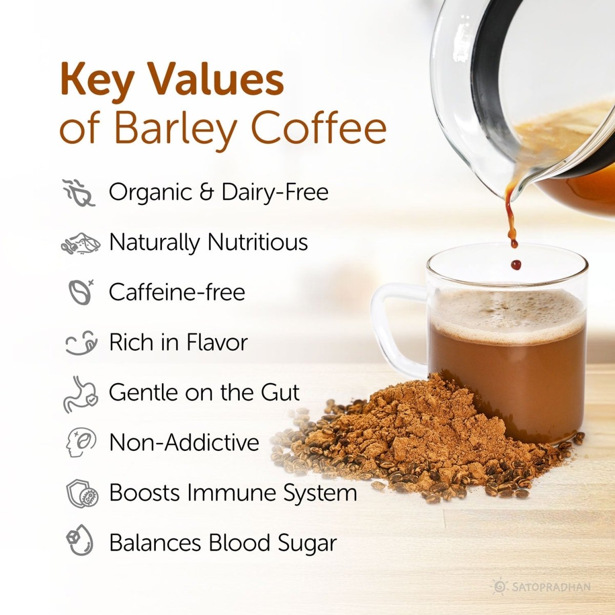 Organic Barley Coffee 100g - Caffeine - Free Coffee Substitute | Verified Sustainable by Brown Living™