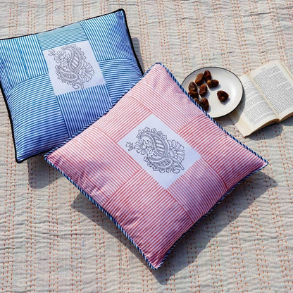 Organic Cotton Peach Chahat Reversible Ethnic Paisley Cushion Cover | Verified Sustainable by Brown Living™