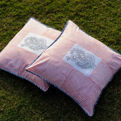 Organic Cotton Peach Chahat Reversible Ethnic Paisley Cushion Cover | Verified Sustainable by Brown Living™