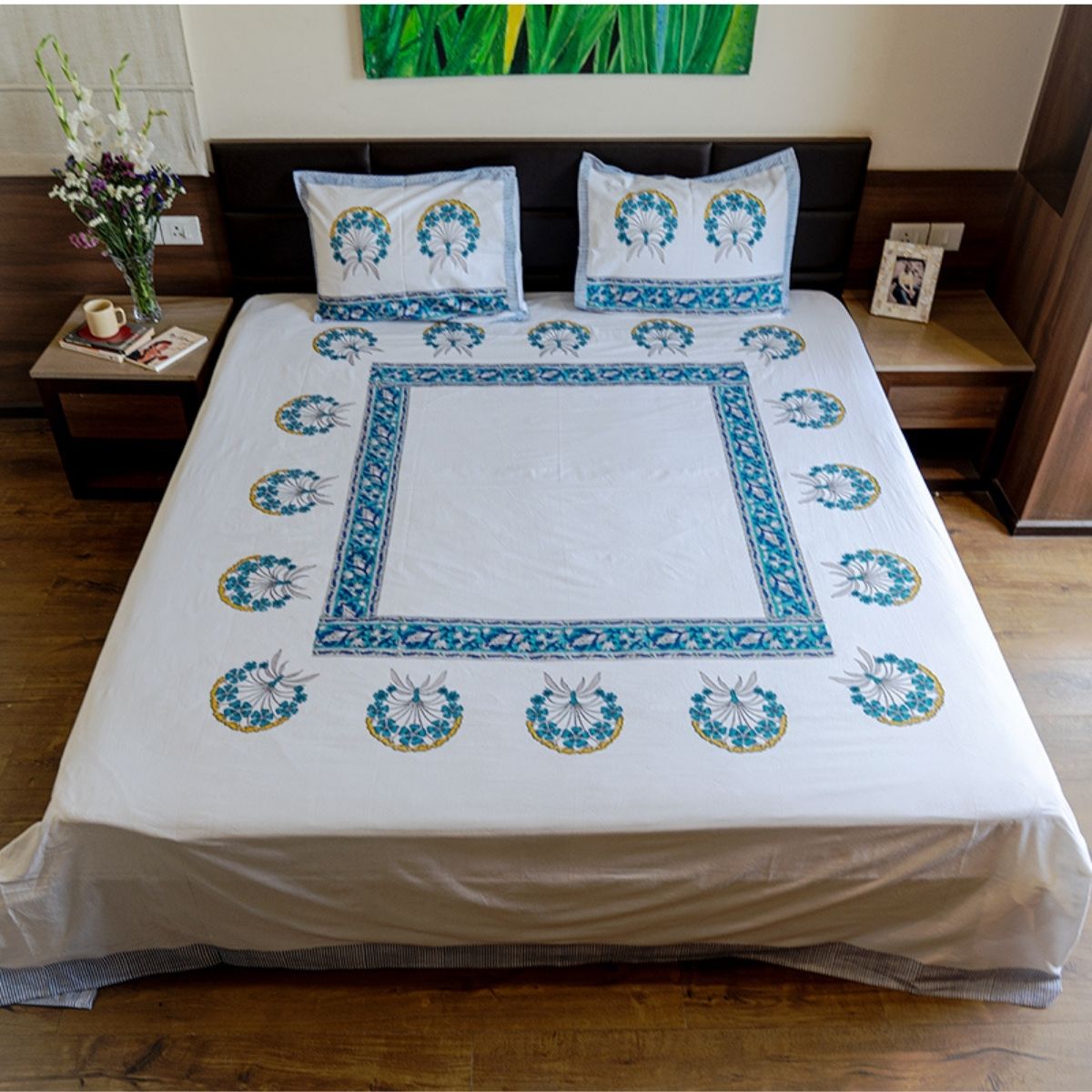 Organic Cotton Royal Blue And White Bed Linen | Verified Sustainable by Brown Living™