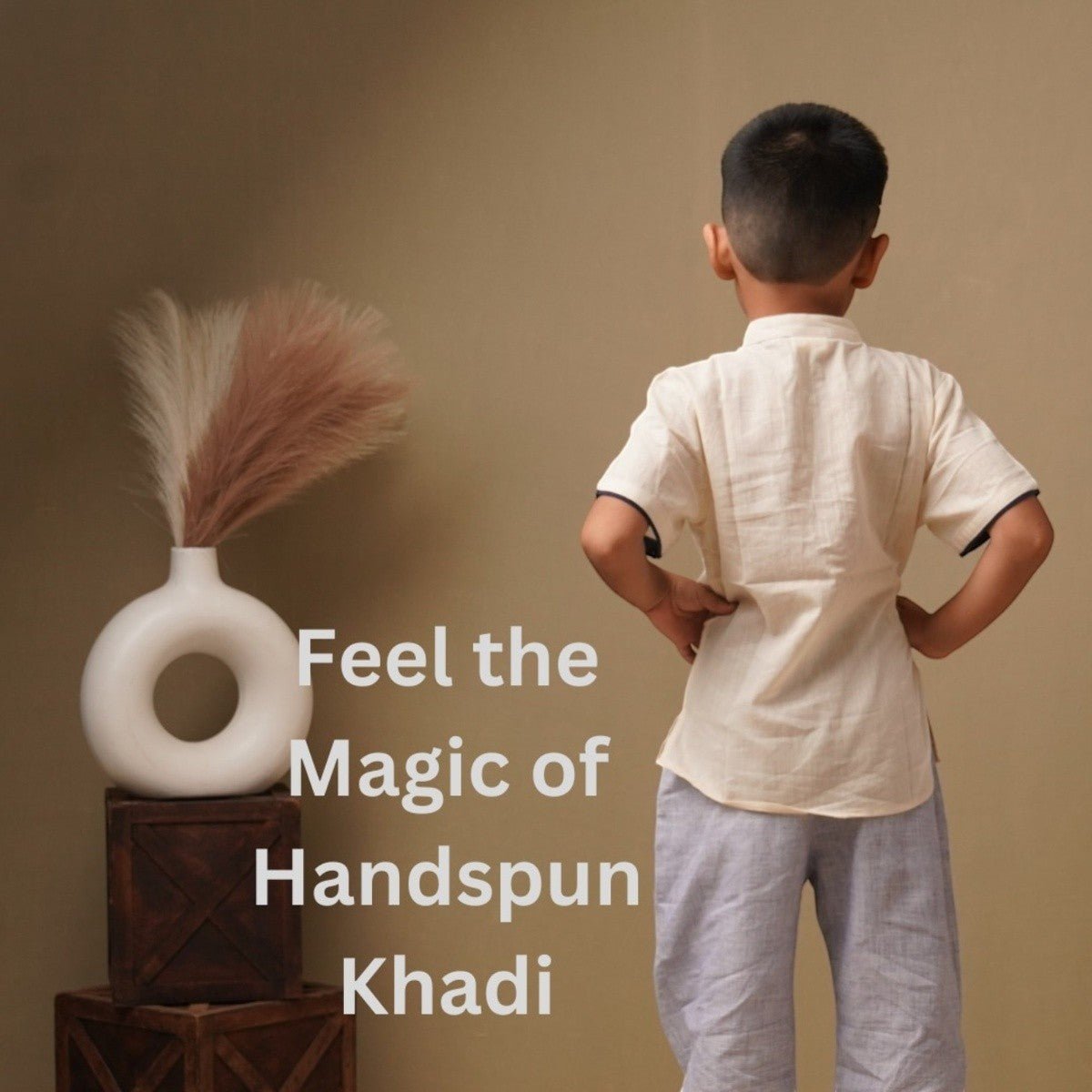 Organic Khadi Cotton Shirt For Boys With Piping | Verified Sustainable by Brown Living™