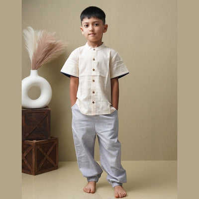 Organic Khadi Cotton Shirt For Boys With Piping – Kids Shirts on Brown Living™. SKU: SCBBSBP1. Img 8.